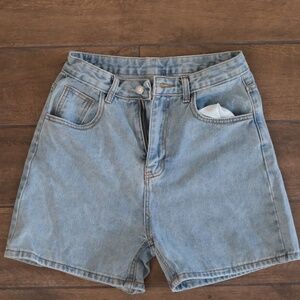 High Waisted Light Blue Denim Shorts